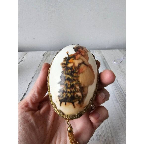 Vintage Victorian goose egg ornament tree Xmas Gold - Picture 7 of 9
